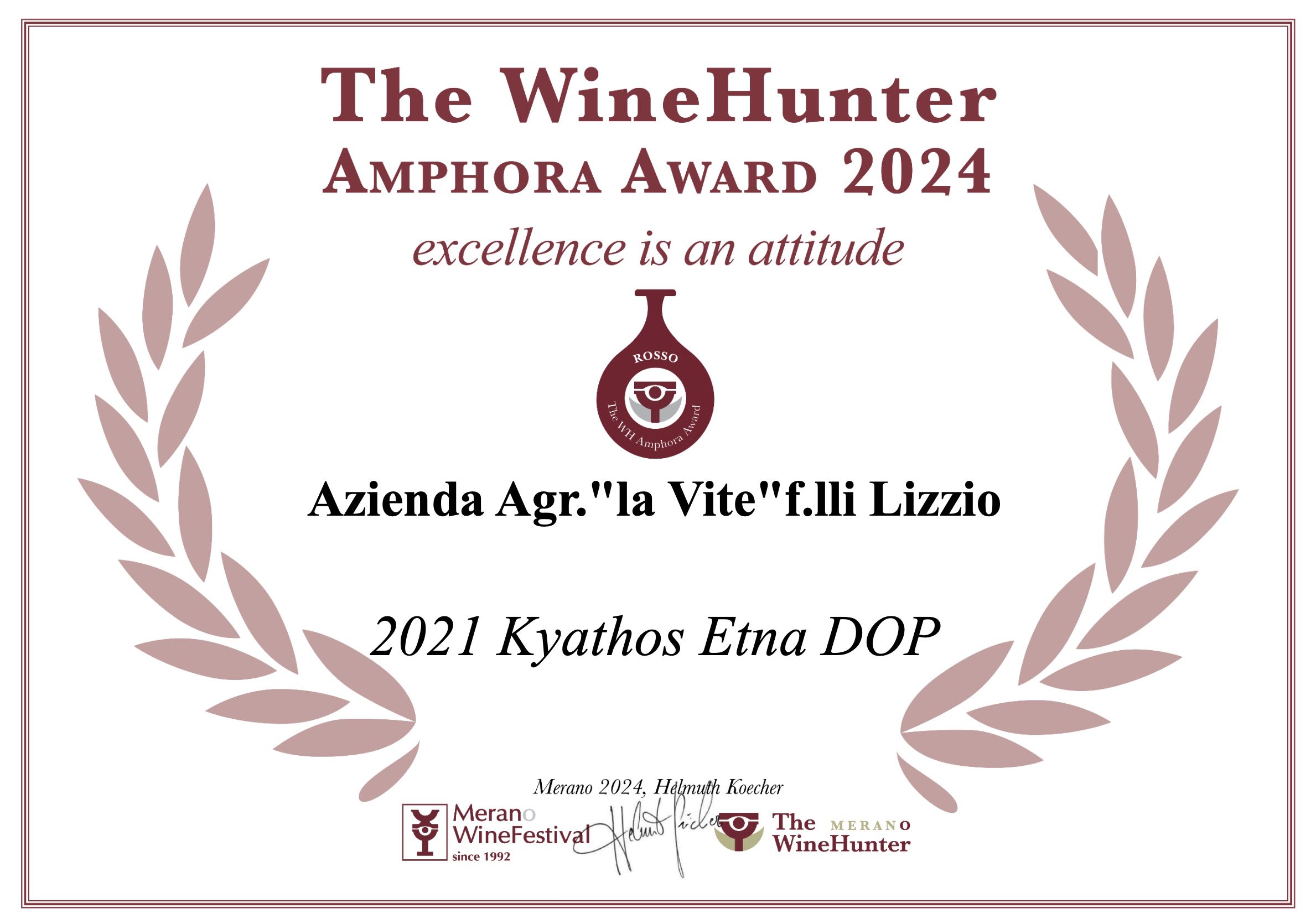 Amphora Award 2024 per Kyathos Etna DOP