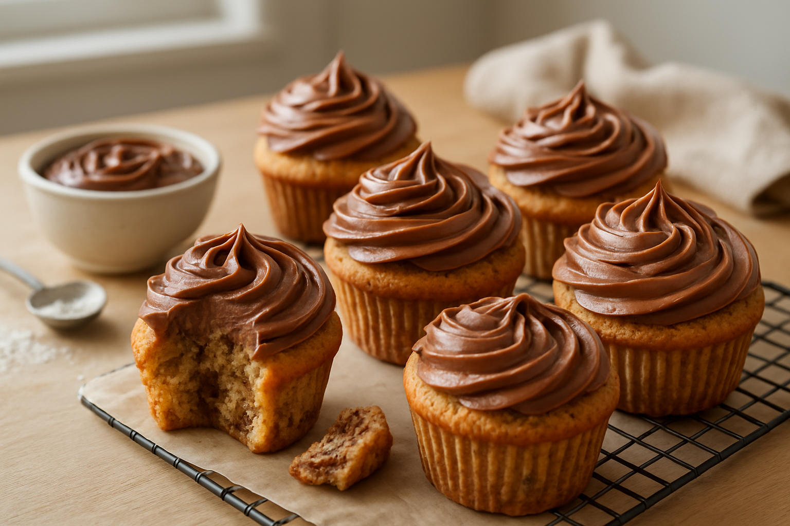 Easy Banana Nutella Cupcakes with Creamy Nutella Frosting