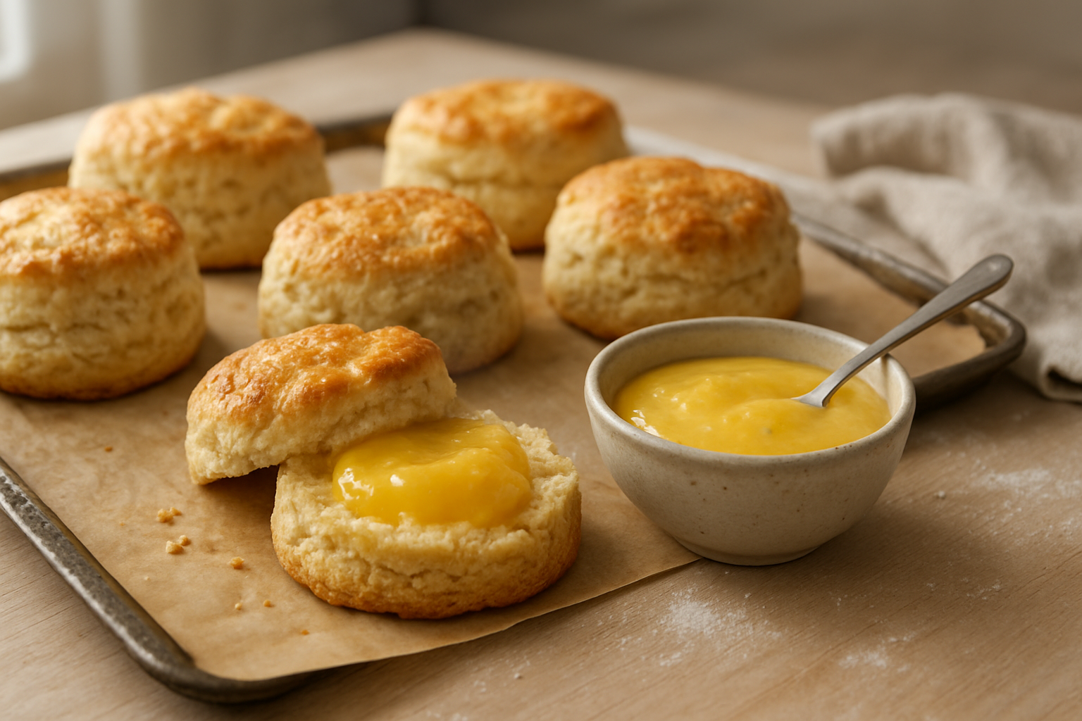 Flaky Buttermilk Biscuits with Tangy Lemon Curd Recipe