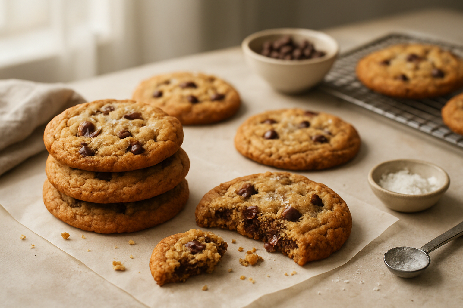 Baked Browned Butter Fleur de Sel Chocolate Chip Cookies Recipe
