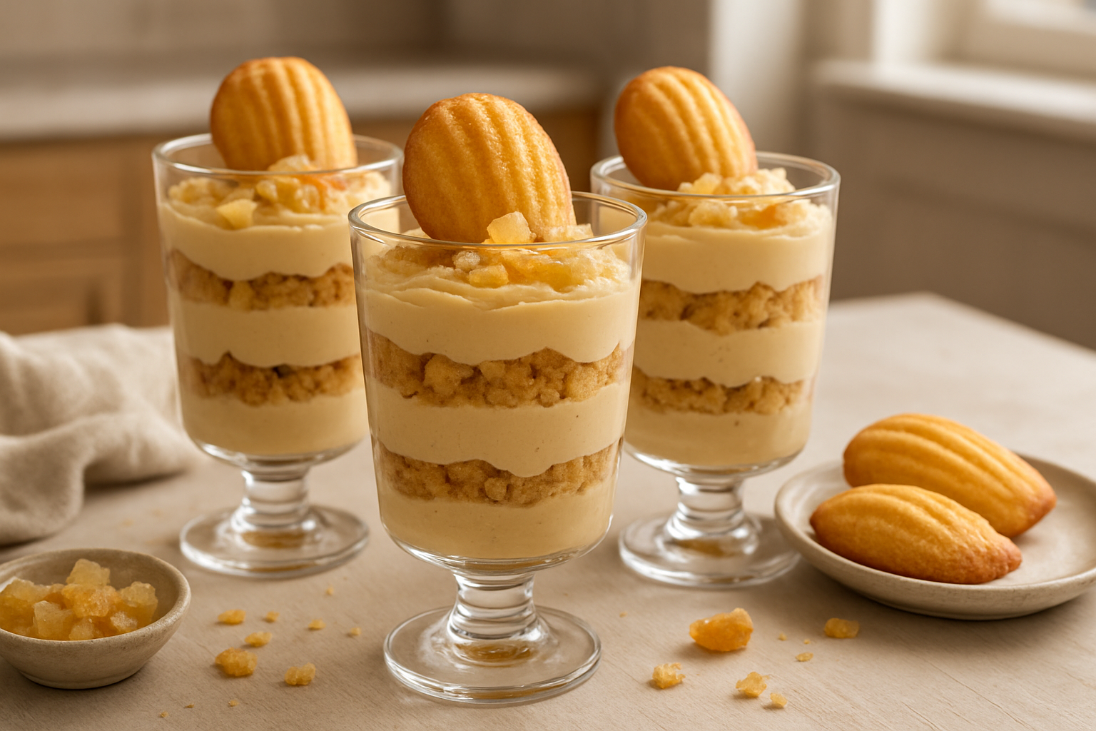 Ginger Pudding Parfaits with Lemon Zest Madeleines Recipe