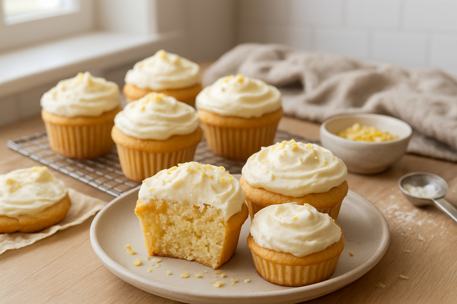 Bright & Fluffy Lemon Cupcakes with Cream Cheese Frosting Recipe