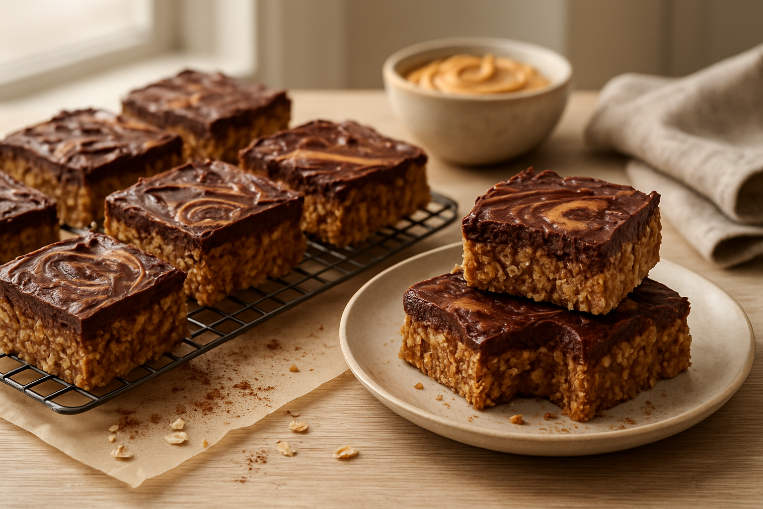 Easy No-Bake Chocolate Peanut Butter Oatmeal Bars Recipe