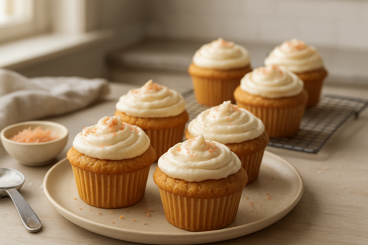 Zesty Pink Grapefruit Yogurt Cupcakes with Cream Cheese Frosting