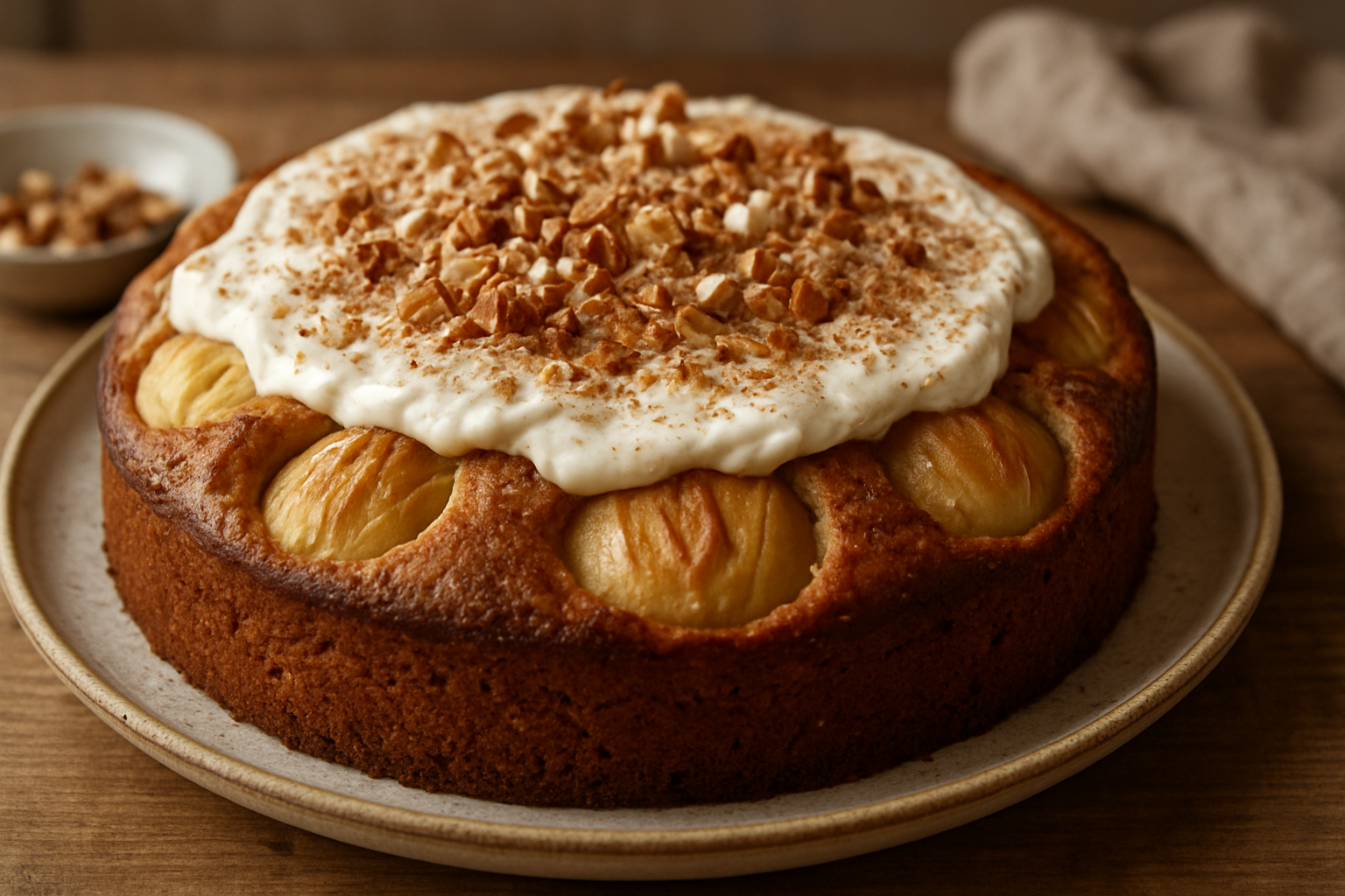 Apfel-Nuss-Kuchen mit Schmandhaube: saftig, nussig und herbstlich