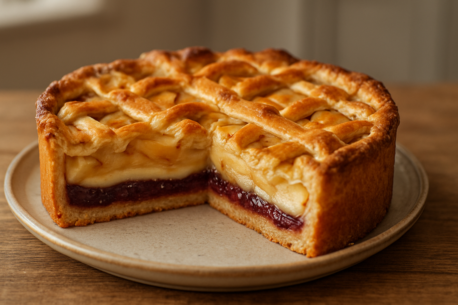 Apfelkuchen mit Pflaumenmus und Vanillepudding – Herbstlicher Genuss aus der deutschen Küche