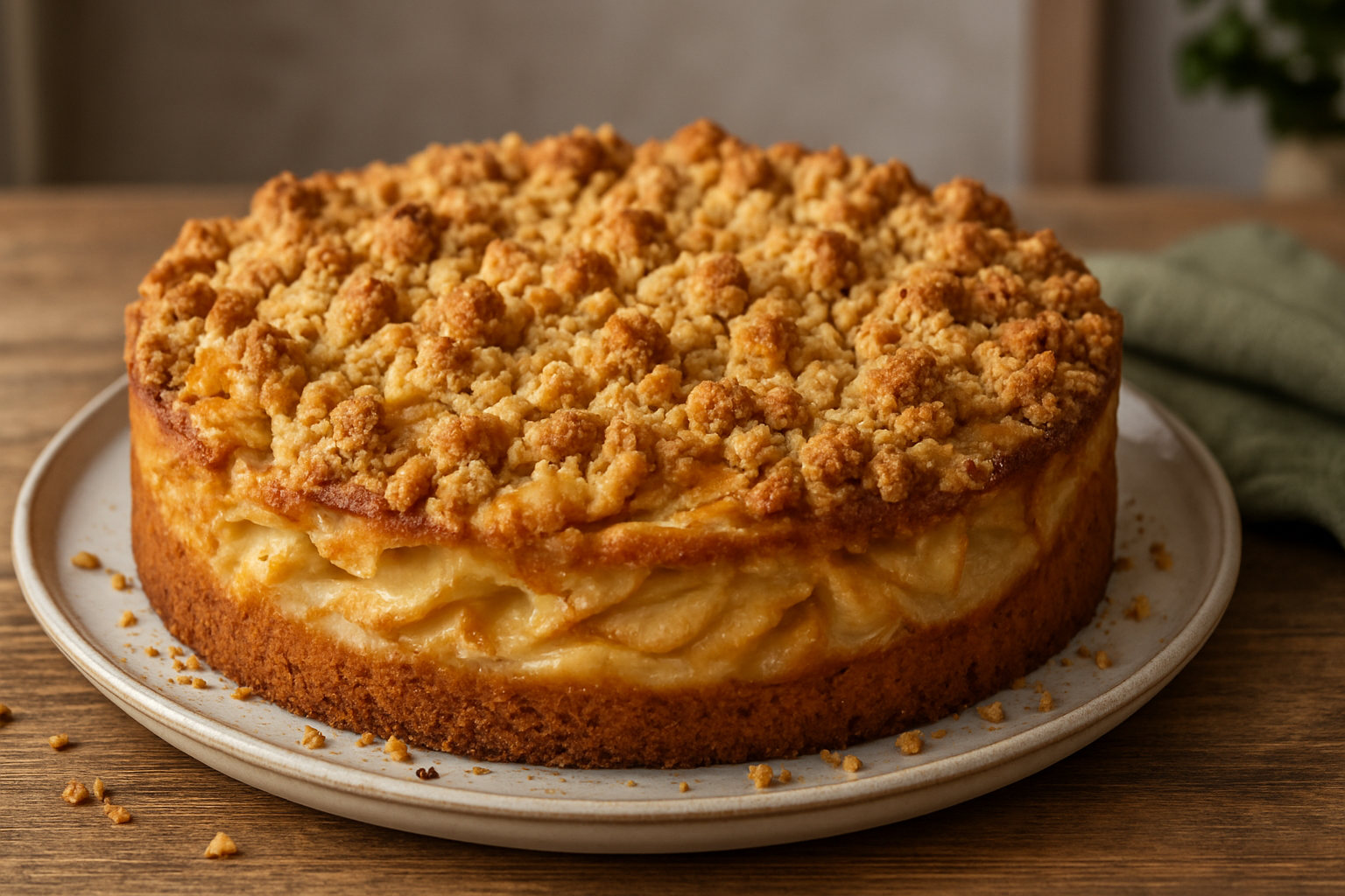 Apfelkuchen mit Pudding und Streuseln – Klassiker für den Kaffeetisch