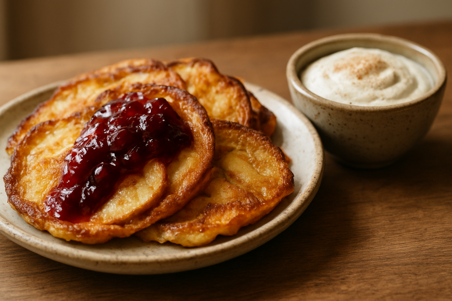 Fluffy Apple Pancakes with Lingonberry Jam – Perfect for Autumn Teatime