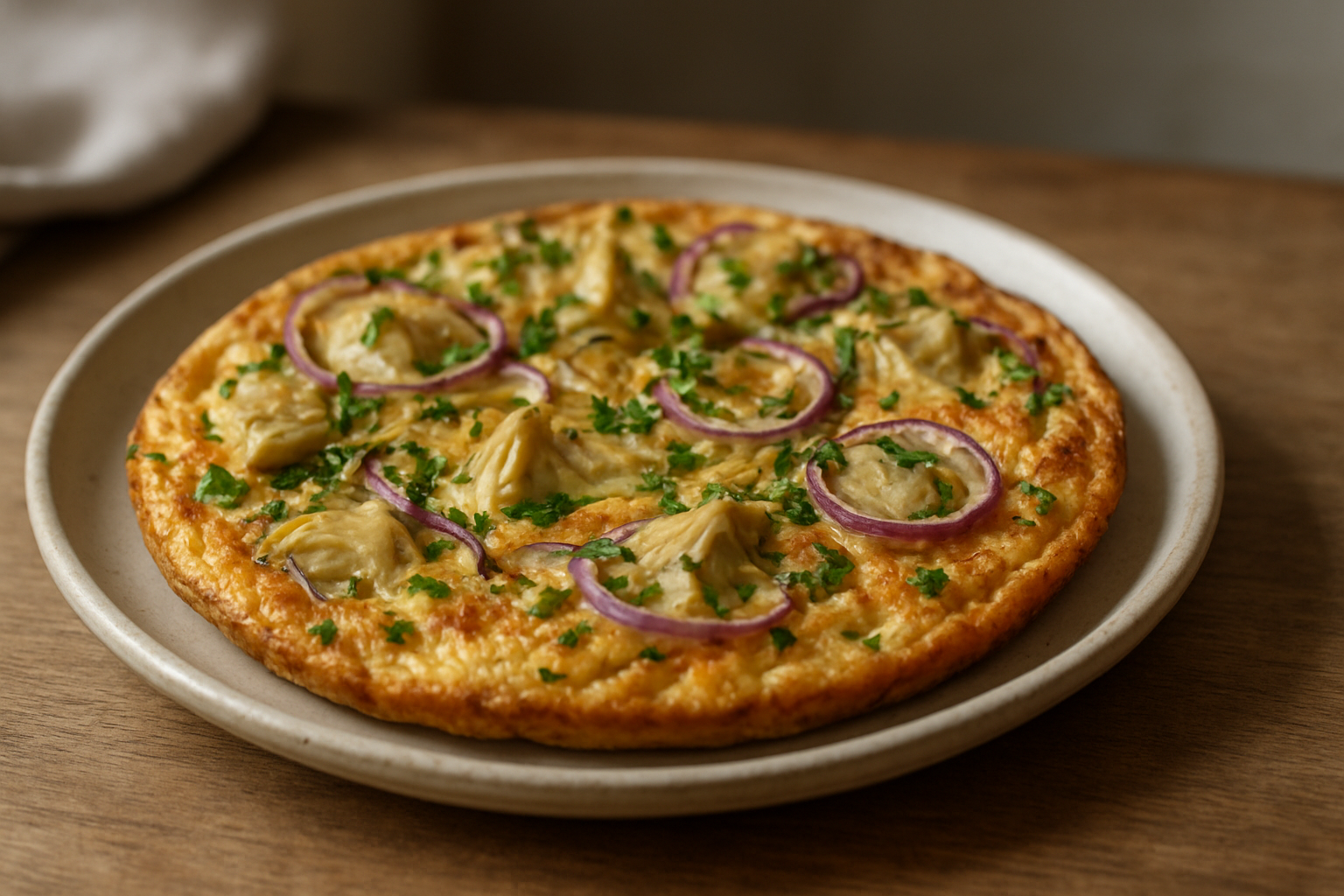 Artischockenfrittata mit roten Zwiebeln – einfach, saftig und vegetarisch