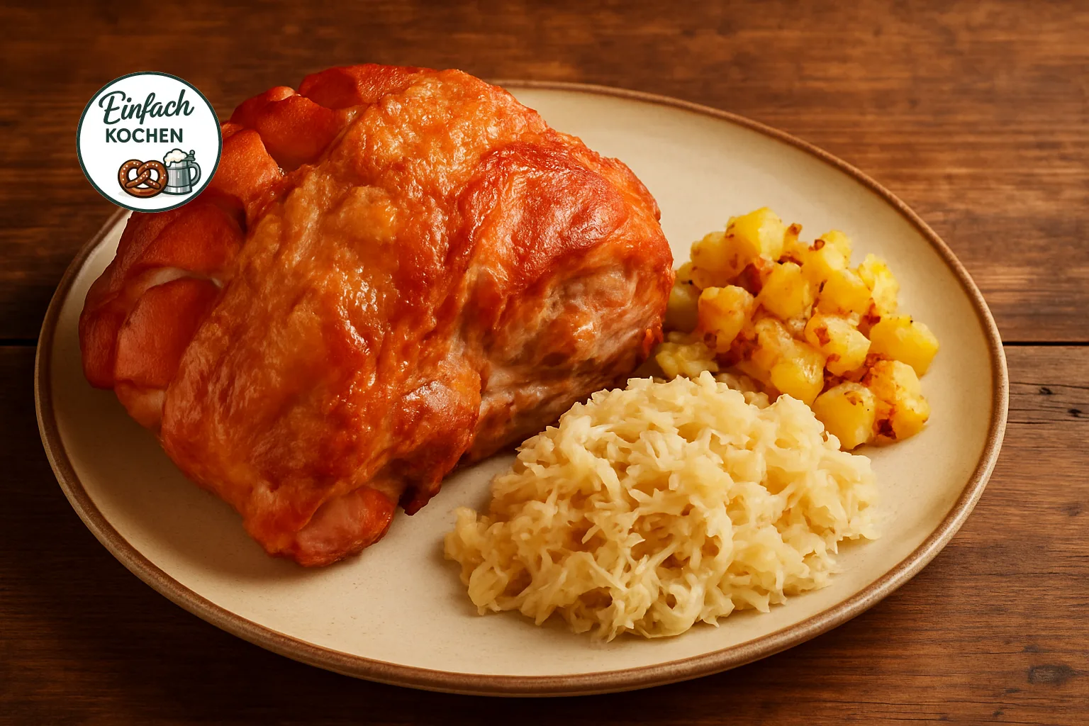 Backschinken mit Sauerkraut und Bratkartoffeln