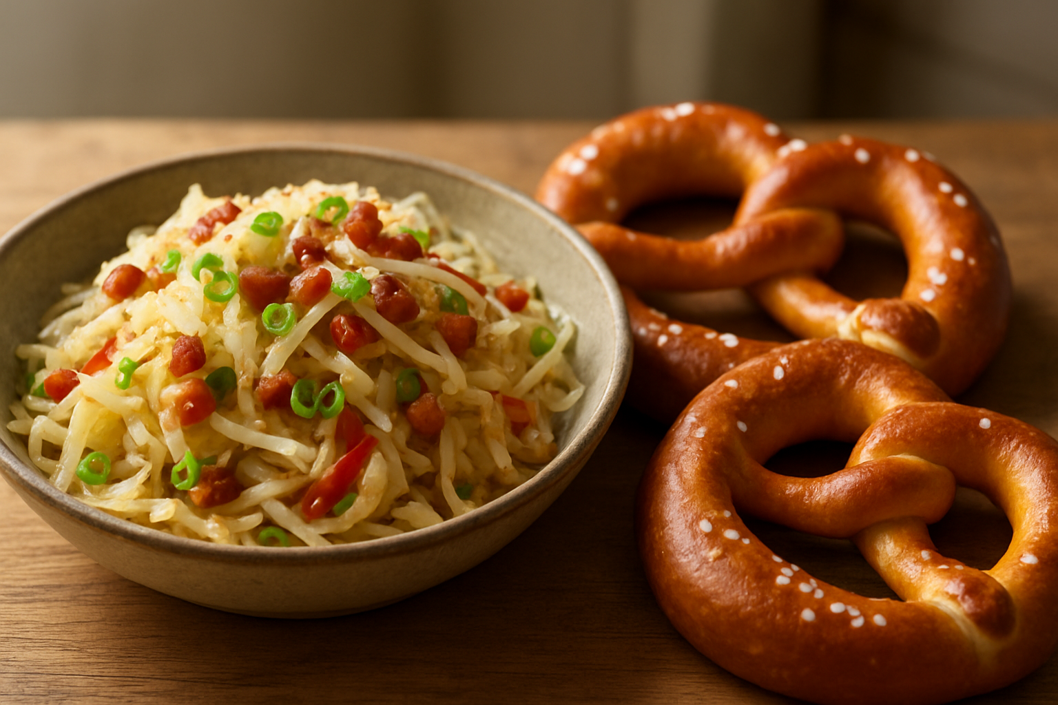 Bayerischer Krautsalat mit Laugenbrezel – Klassiker für die Brotzeit