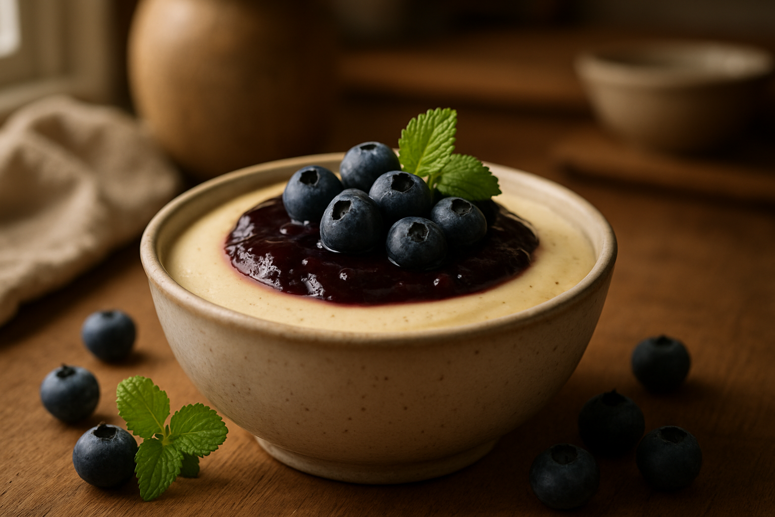 Bayrische Creme Rezept mit frischen Blaubeeren – klassisches Dessert für den Sommer