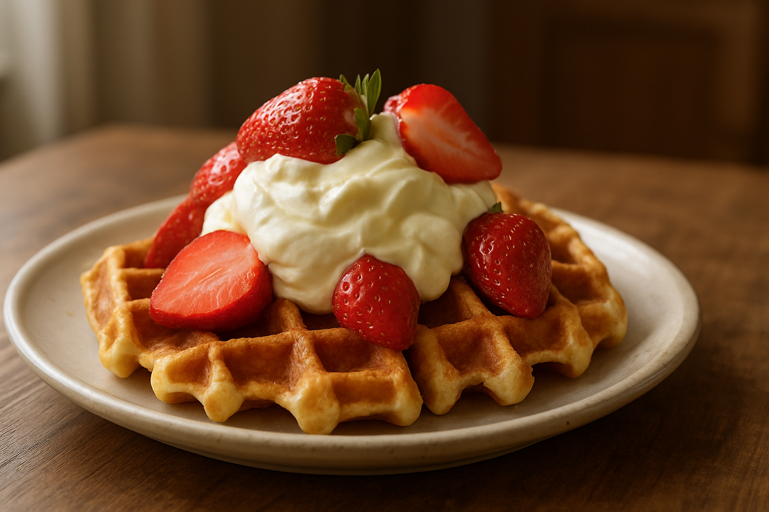 Belgische Waffeln mit Erdbeeren und Vanillecreme – Frühlingsgenuss aus der Alltagsküche