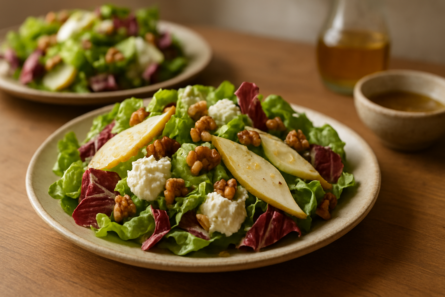 Birnen-Ricotta-Salat: Herbstlicher Genuss mit Walnuss-Vinaigrette