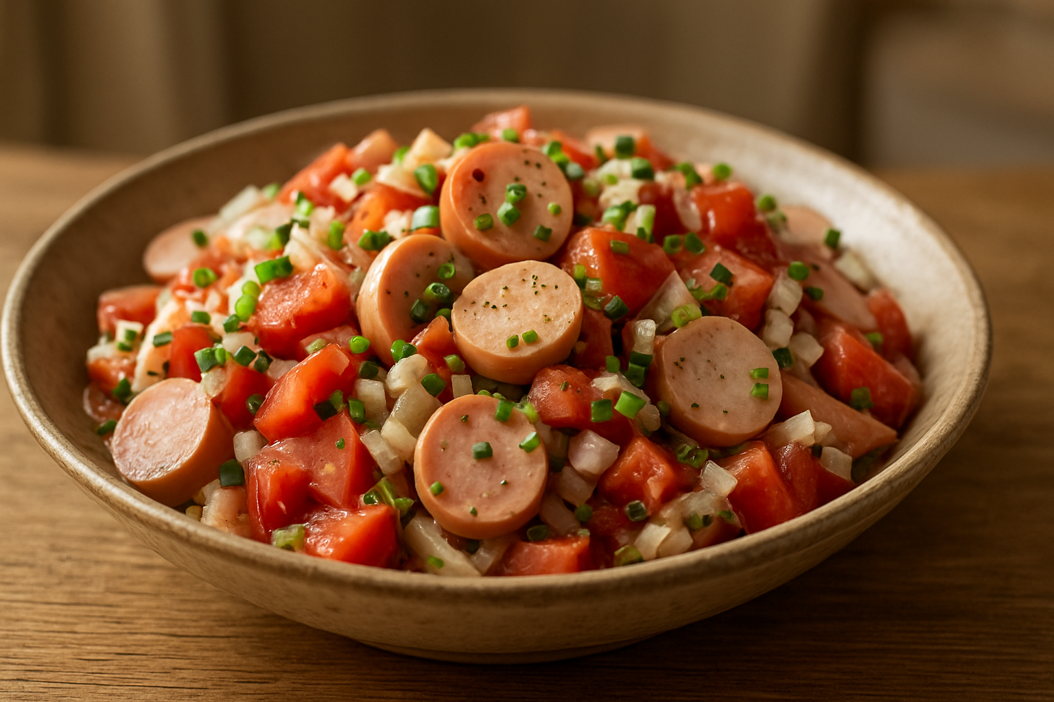 Authentic Bockwurst Salad with Fresh Tomato & Chives – Quick German Starter