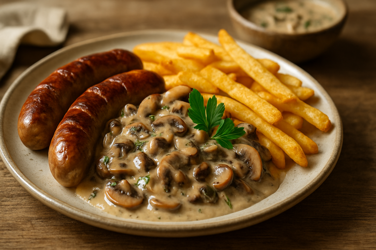 Bratwürste nach Jägerart mit Pilzrahmsauce – Klassiker für den Alltag