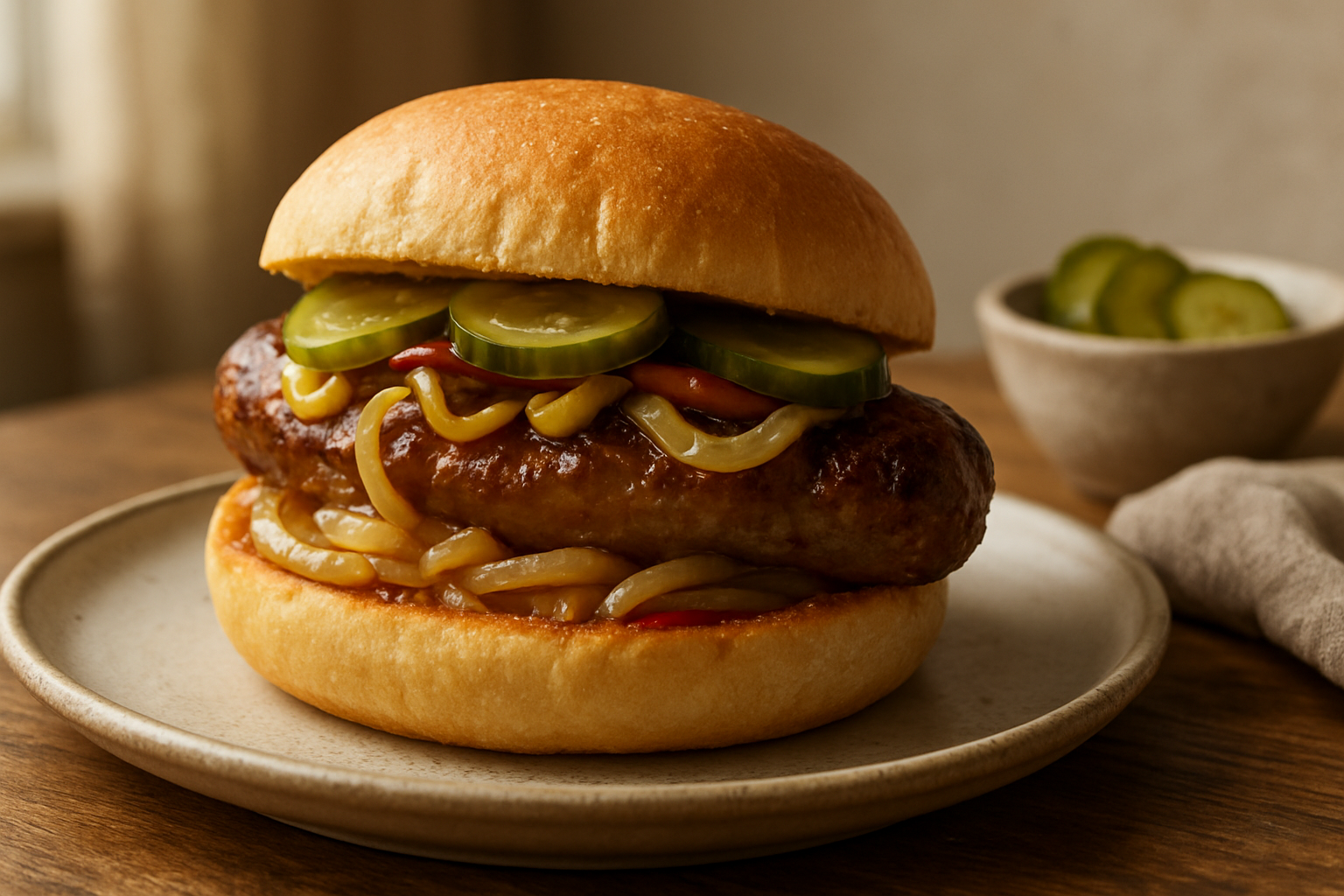 Bratwurst-Hamburger: Rustikaler Genuss für den Alltag