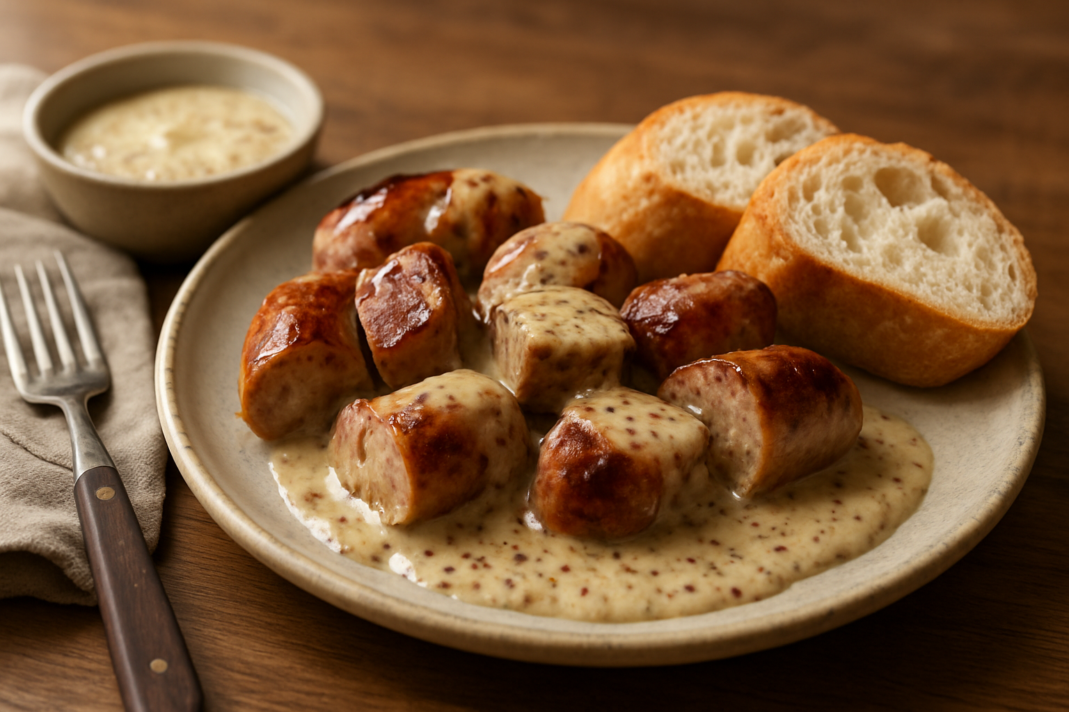 Bratwurst mit Feigen-Senf-Soße – Herbstlicher Genuss aus der deutschen Küche