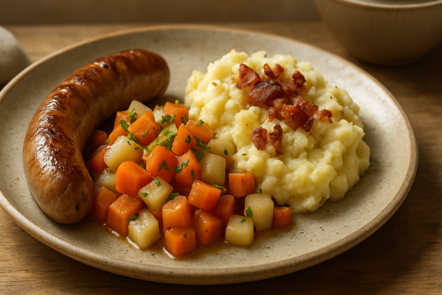Bratwurst mit Kartoffelstampf – Herzhaftes Herbstgericht aus der deutschen Küche