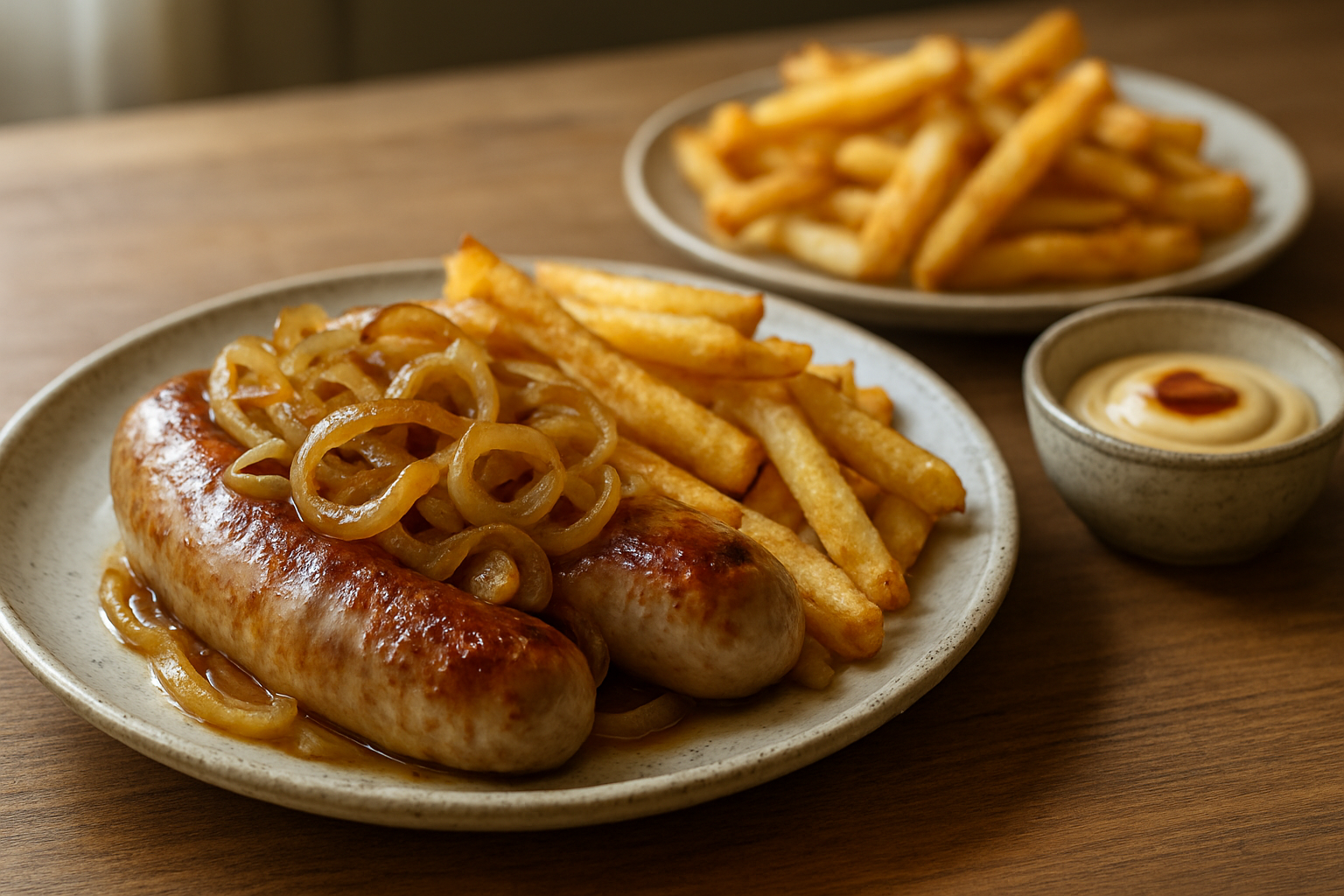 Classic Bratwurst with Caramelised Onions – Perfect Everyday German Meal