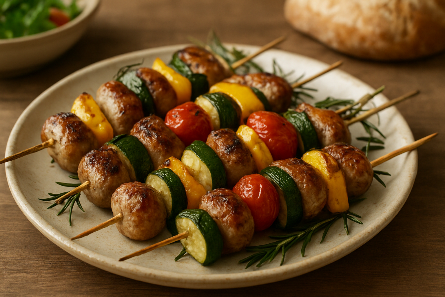 Bratwurstspieße mit Gemüse und Rosmarin – Schnell & Alltagstauglich