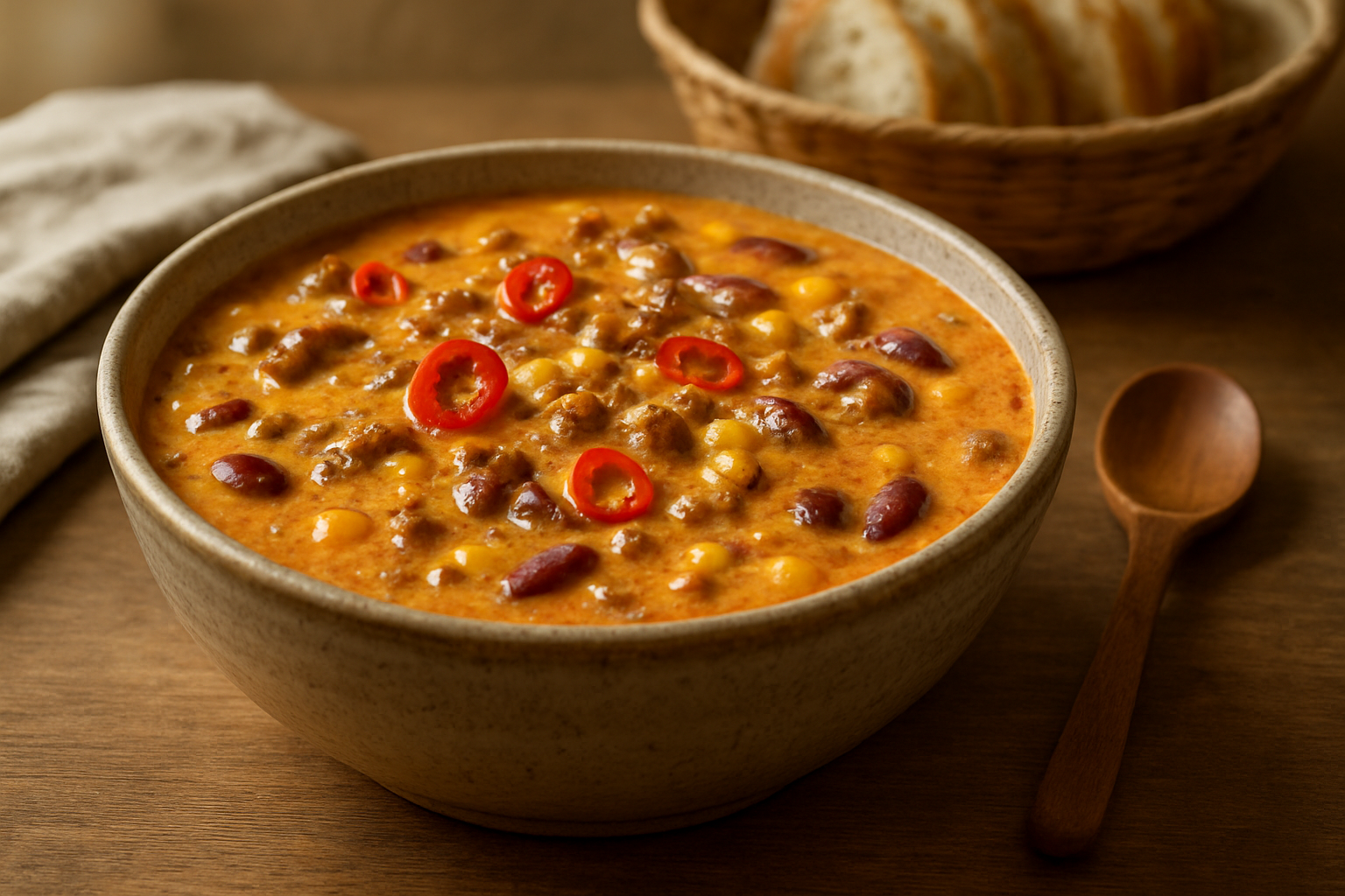 Chili-con-Carne-Käsesuppe: Würzig-cremiger Genuss für den Alltag