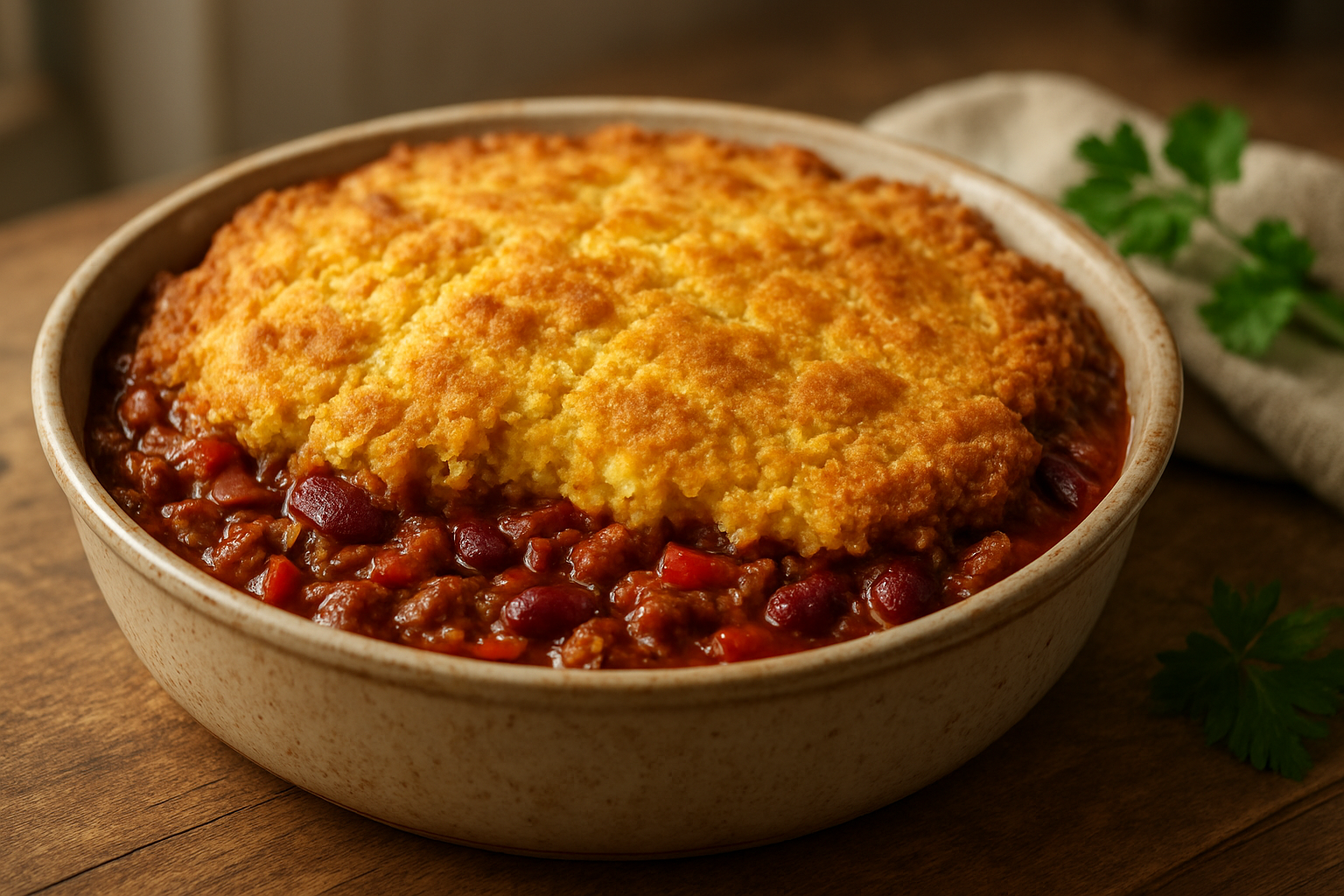 Chili con Carne mit Maisbrotkruste – Würziges Herbstgericht für den Alltag