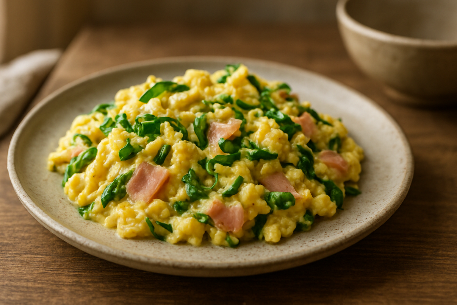 Rührei mit Bärlauch und Schinken: cremiges Frühlingsrezept
