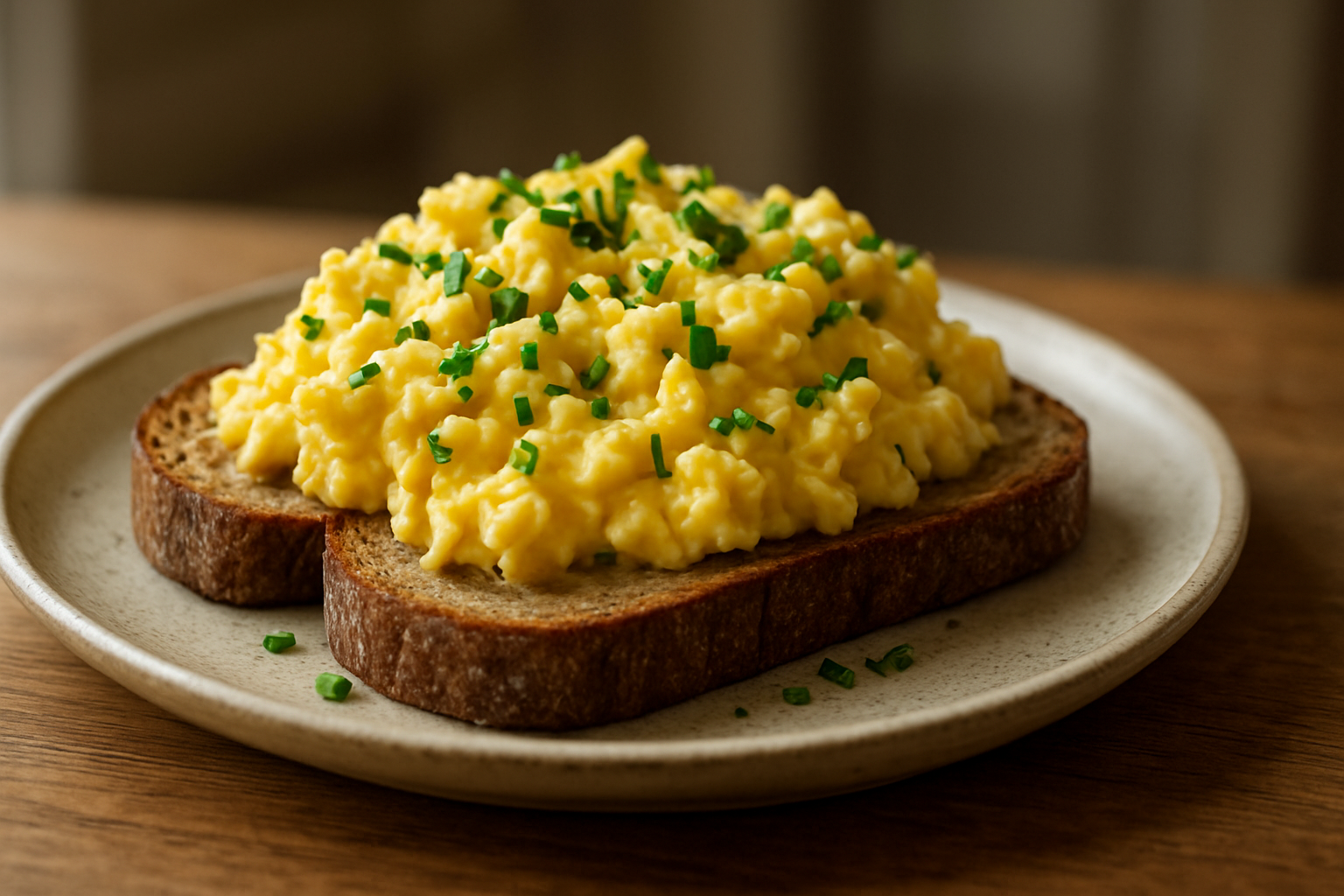 Cremiges Rührei mit Schnittlauch und Schwarzbrot – Klassiker für den Alltag