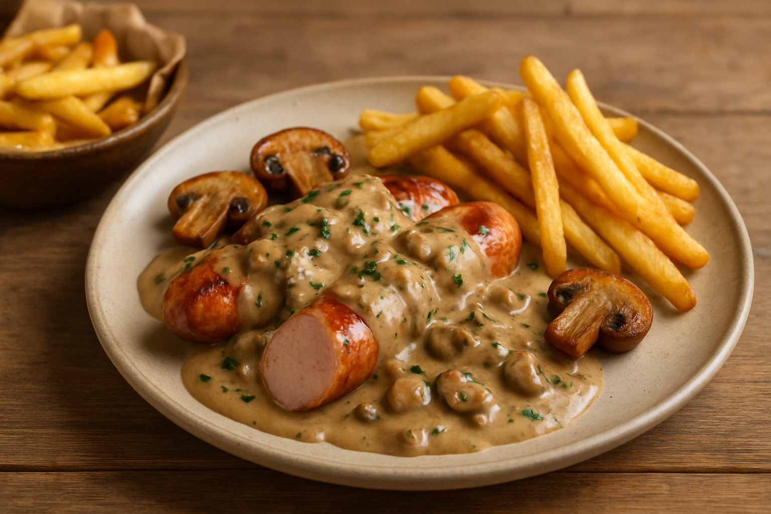 Currywurst mit Pilz-Jägersoße – Herzhaftes Alltagsgericht für jede Jahreszeit