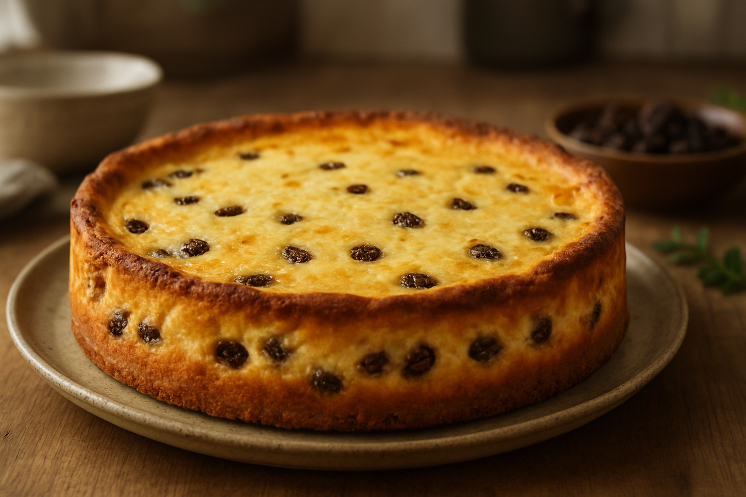 Eierlikör-Käsekuchen mit Quark und Rosinen – cremig & festlich
