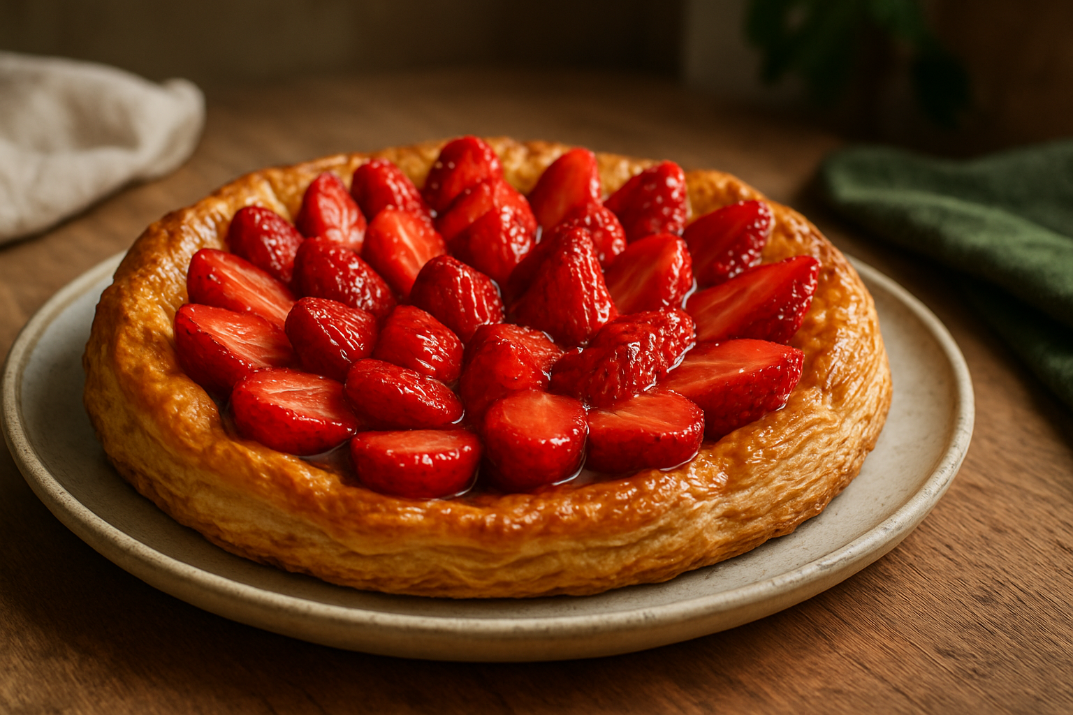 Erdbeerblätterteig-Tarte mit Champagnerguss – Frühlingsdessert für Genießer