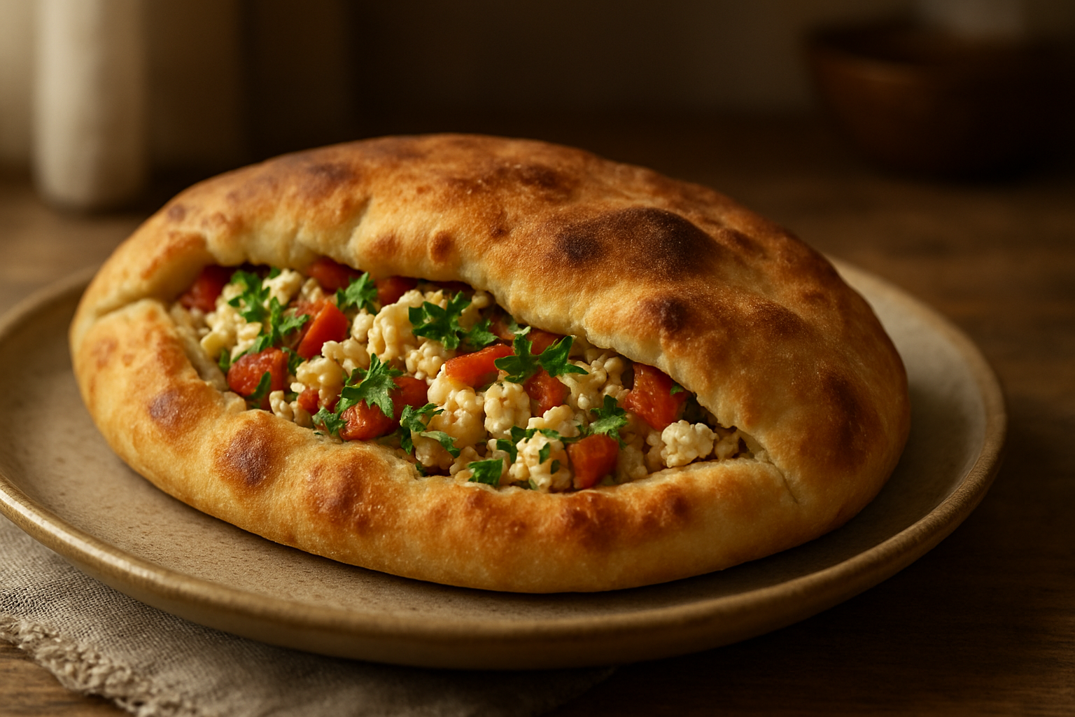 Soft Flatbread with Feta-Style Cheese Filling – A Perfect Everyday Vegetarian Dish