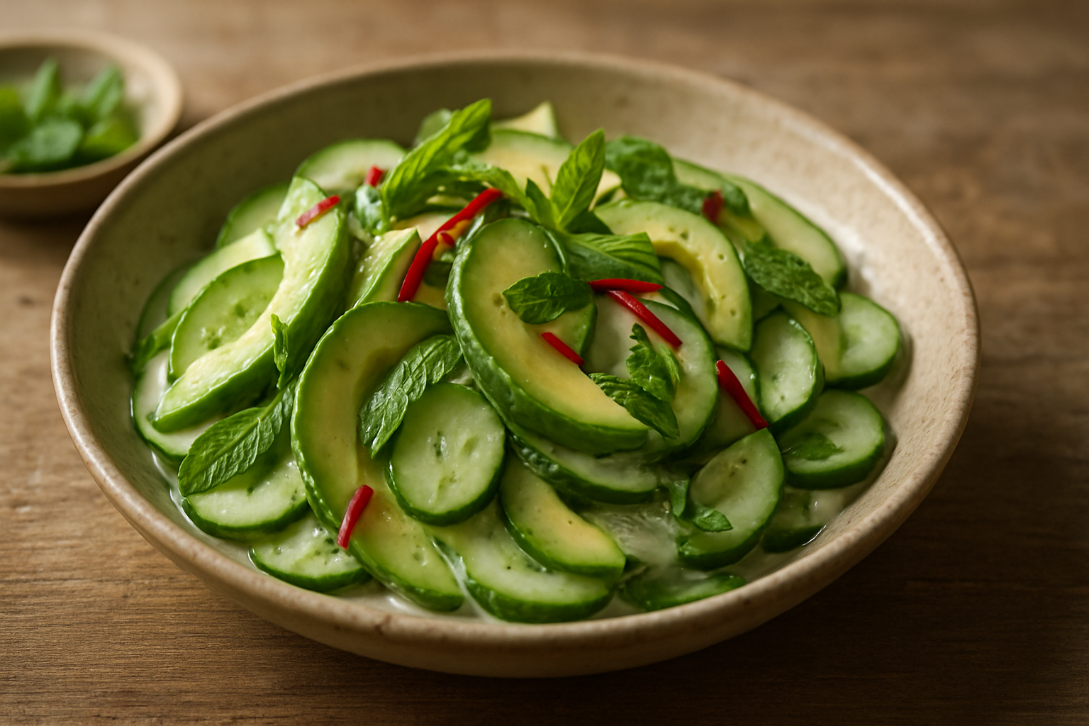 Frischer Avocado-Gurken-Salat mit Minze und Chili – Perfekt für den Sommer
