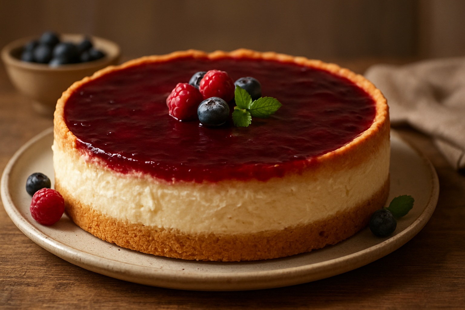 Frischkäsetorte mit Beerenguss: cremige Sommertorte mit Mürbeteig