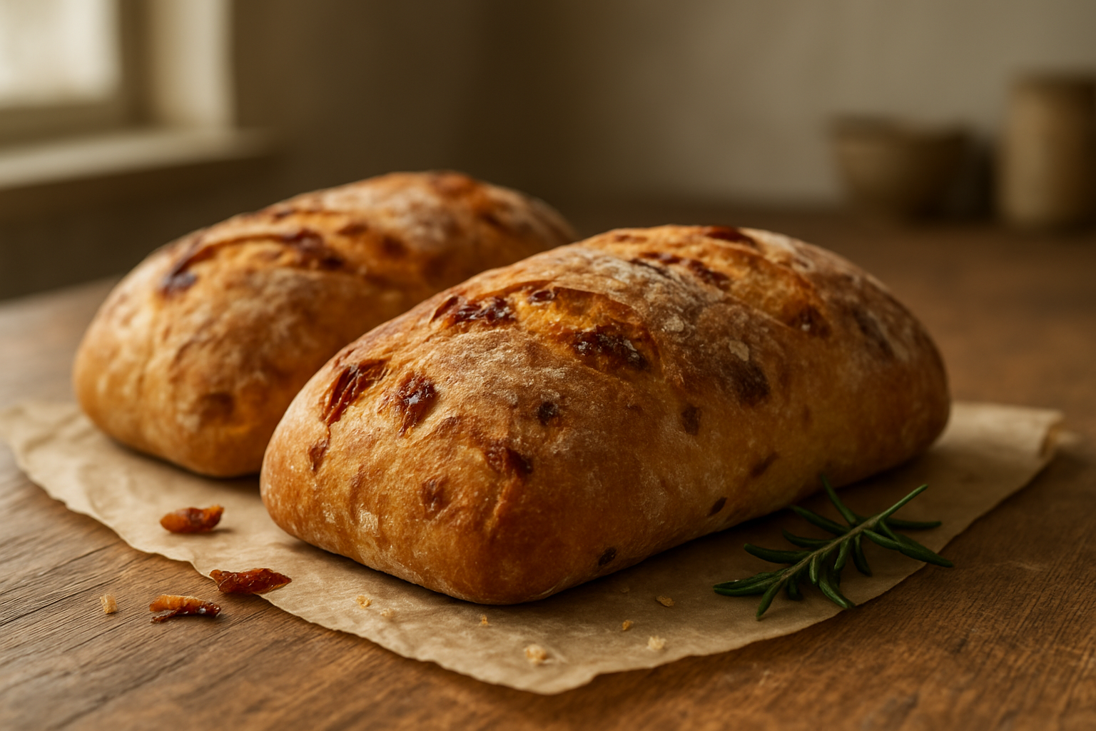 Ciabatta mit getrockneten Tomaten: mediterranes Brot selbst backen