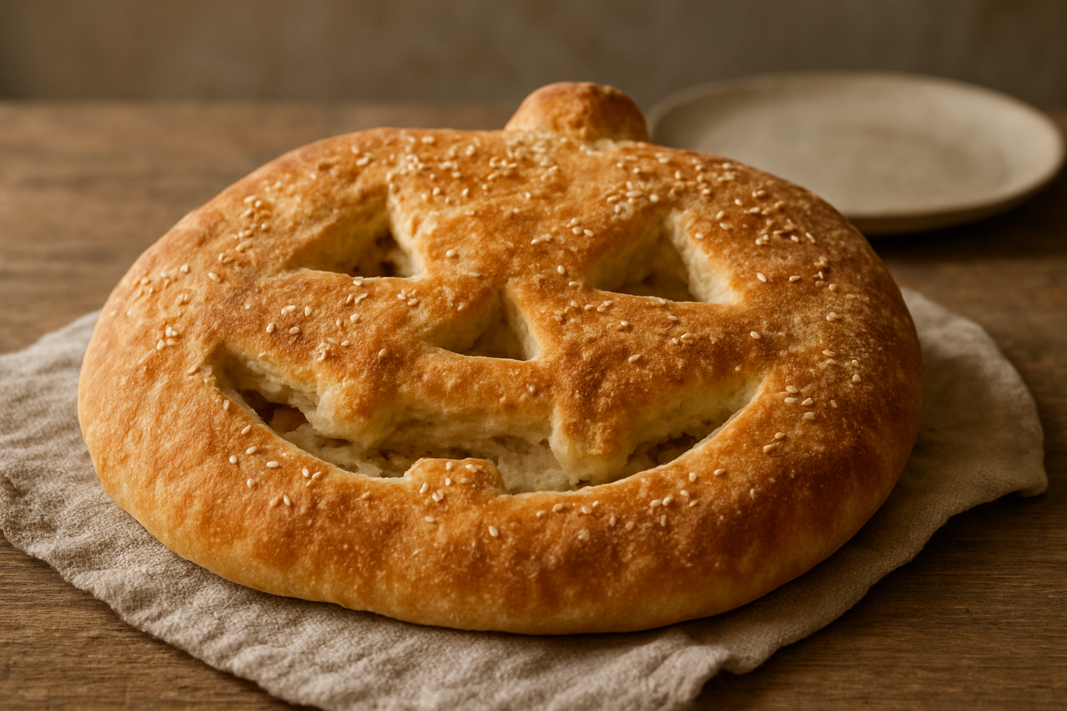 Halloween-Fladenbrot mit Sesam
