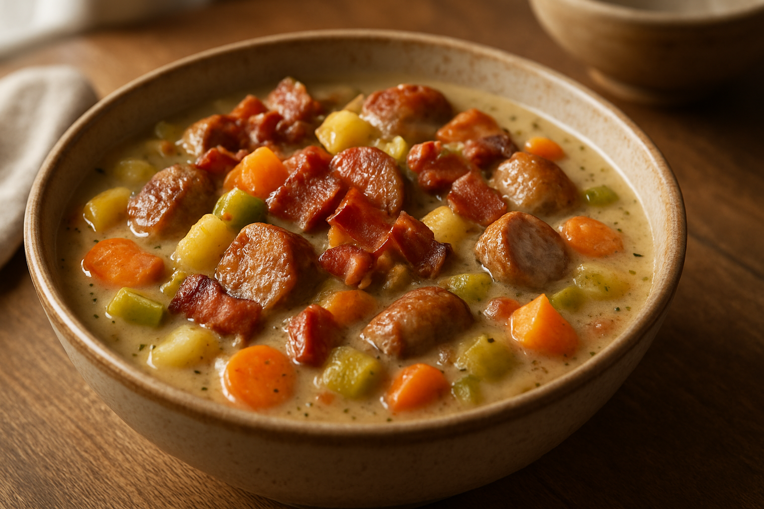 Herzhafter Gemüseeintopf mit Speck und Bratwurst – Deftiger Genuss im Herbst