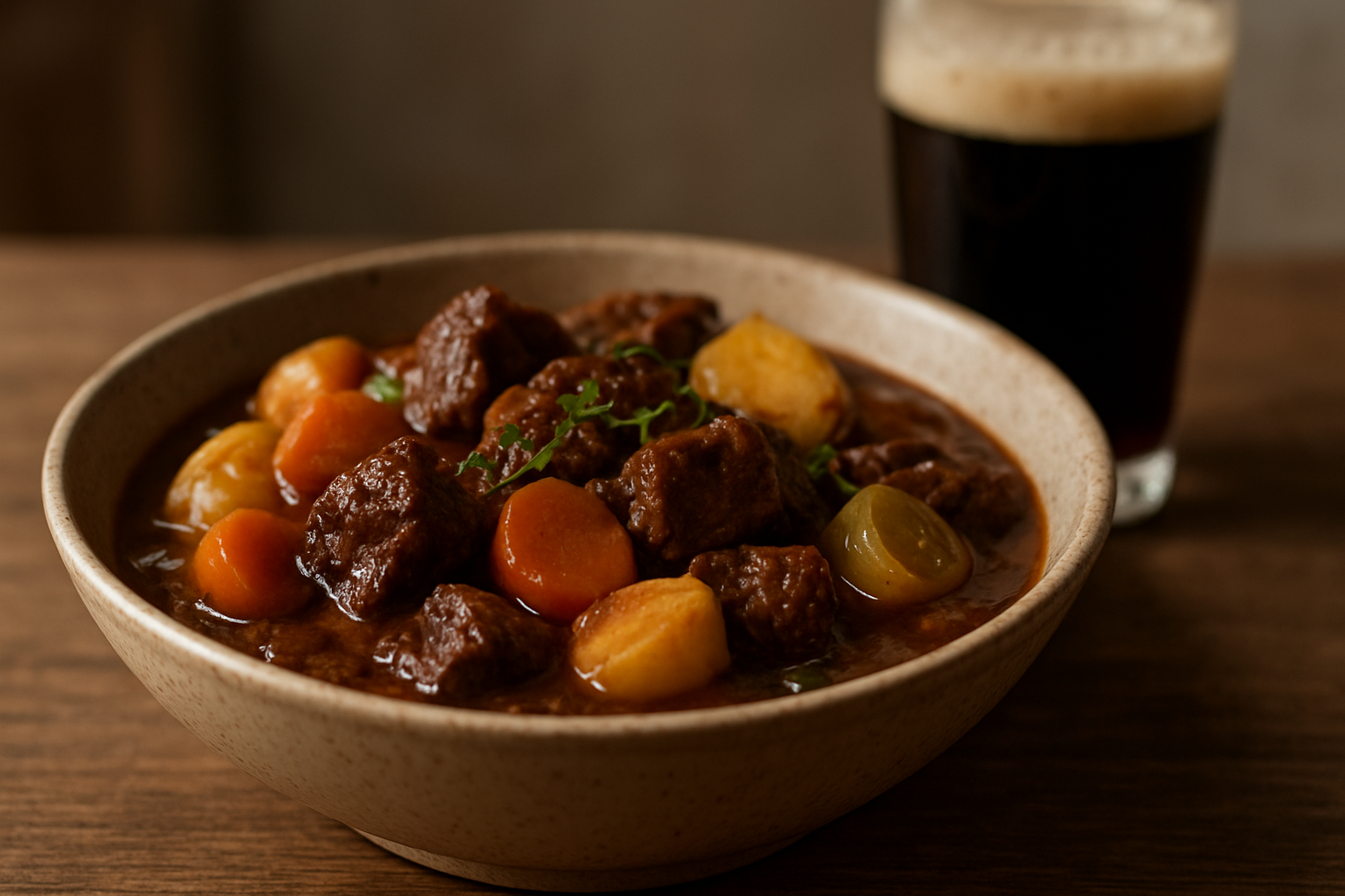 Herzhaftes Gulasch mit dunklem Bier – Perfekt für kühle Herbsttage