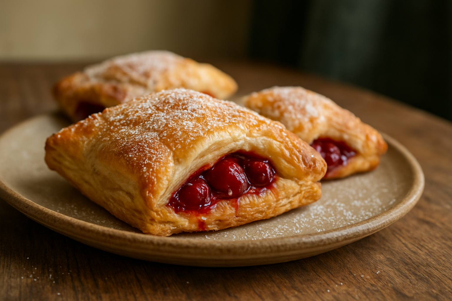 Kirsch-Taschen mit Blätterteig und Zitronenguss
