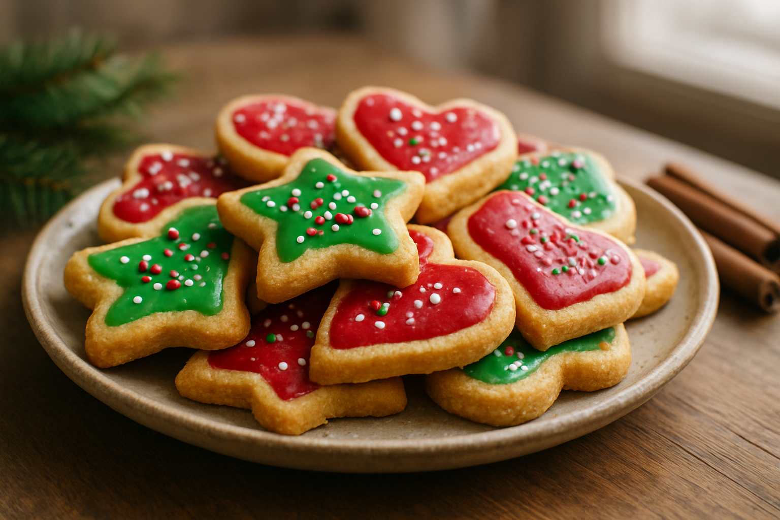 Klassische Weihnachtsplätzchen Rezept mit buntem Zuckerguss für die Adventszeit