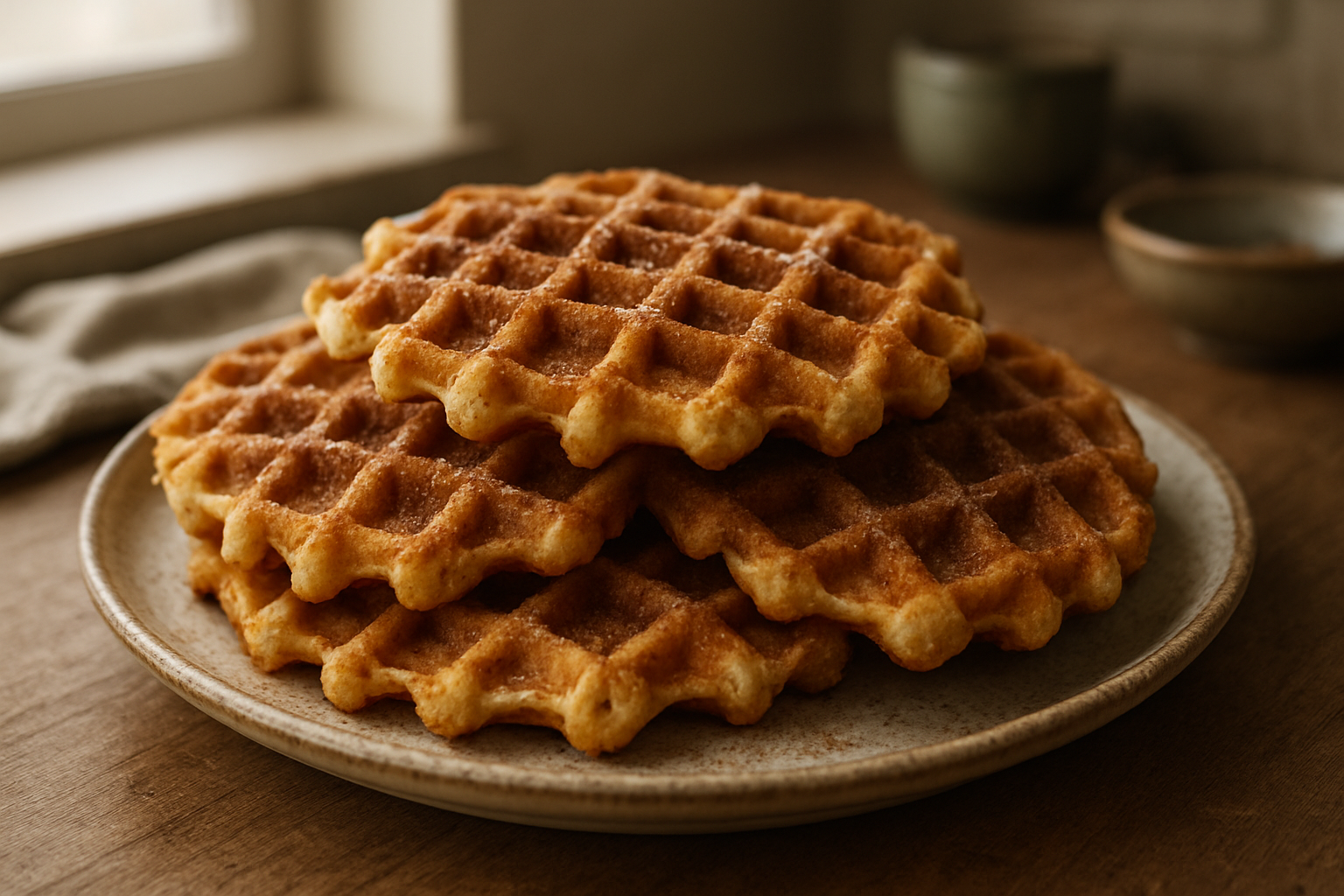 Knusperwaffeln mit Zimt und Zucker