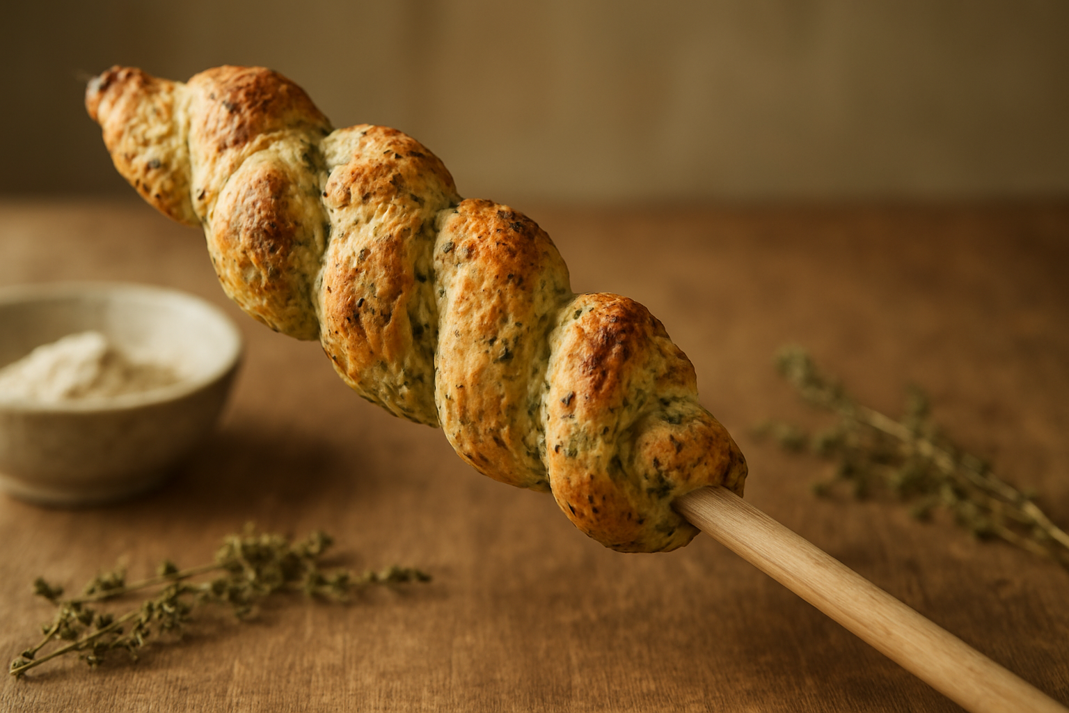 Kräuterstockbrot ohne Hefe – aromatisches Stockbrot mit Kräutern