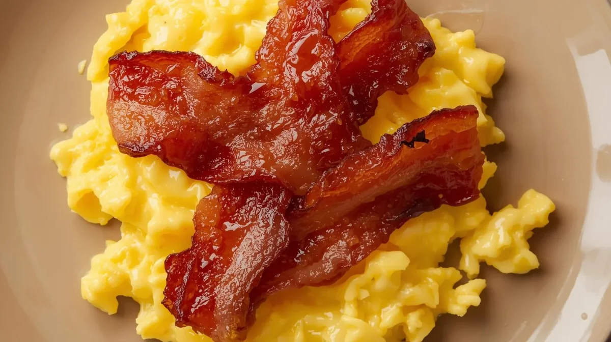 Rührei mit Speck: cremig gerührt und mit knusprigem Bacon