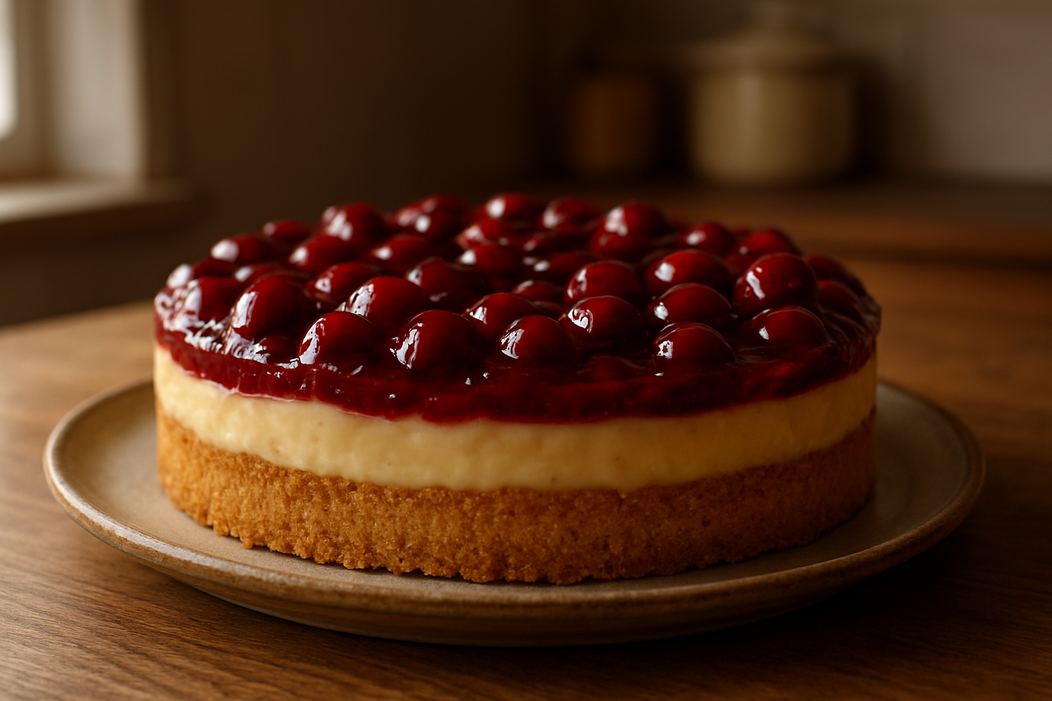 Kirschtorte mit Vanillepudding und Mürbeteig