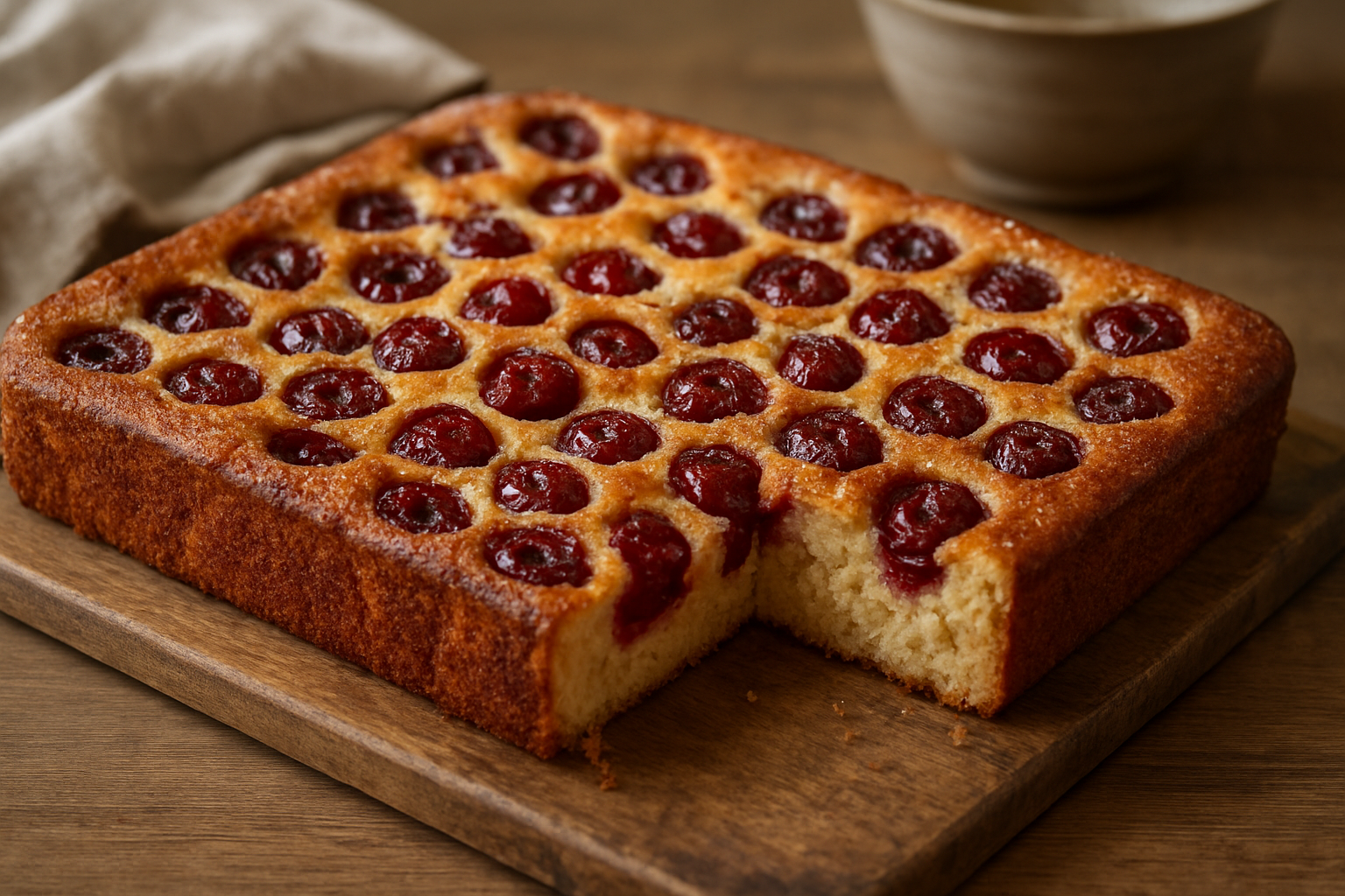Saftiger Kirsch-Blechkuchen vom halben Blech