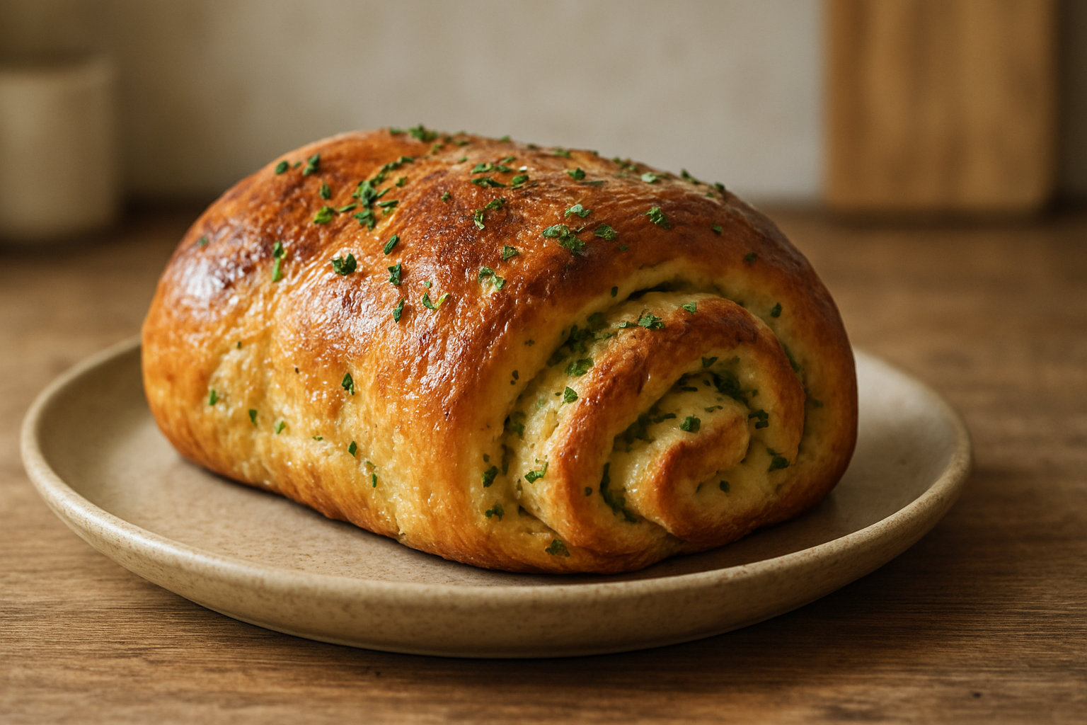 Gefülltes Knoblauchbrot mit Joghurt-Hefeteig