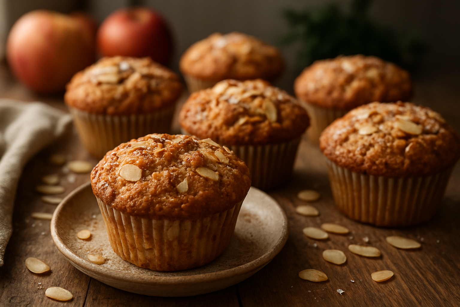 Saftige Apfelmuffins mit Zimt und Mandeln – einfaches Herbstrezept