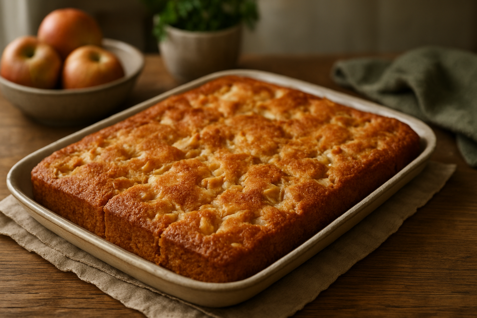 Saftiger Apfelkuchen vom Blech mit Zimt und Weißwein