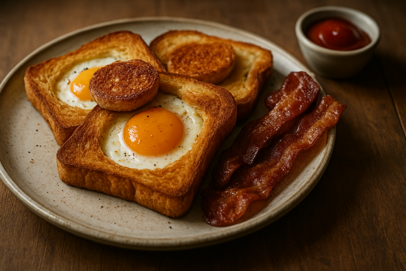 Spiegelei im Toastloch mit knusprigem Bacon – Perfektes Frühstück für den Alltag